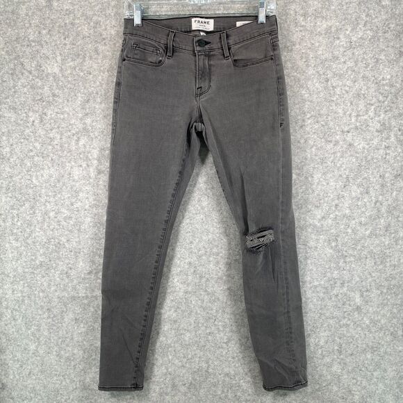 Frame‎ Le Garcon Boyfriend Jeans Ashland Gray Denim Womens Size 24 - Picture 1 of 9